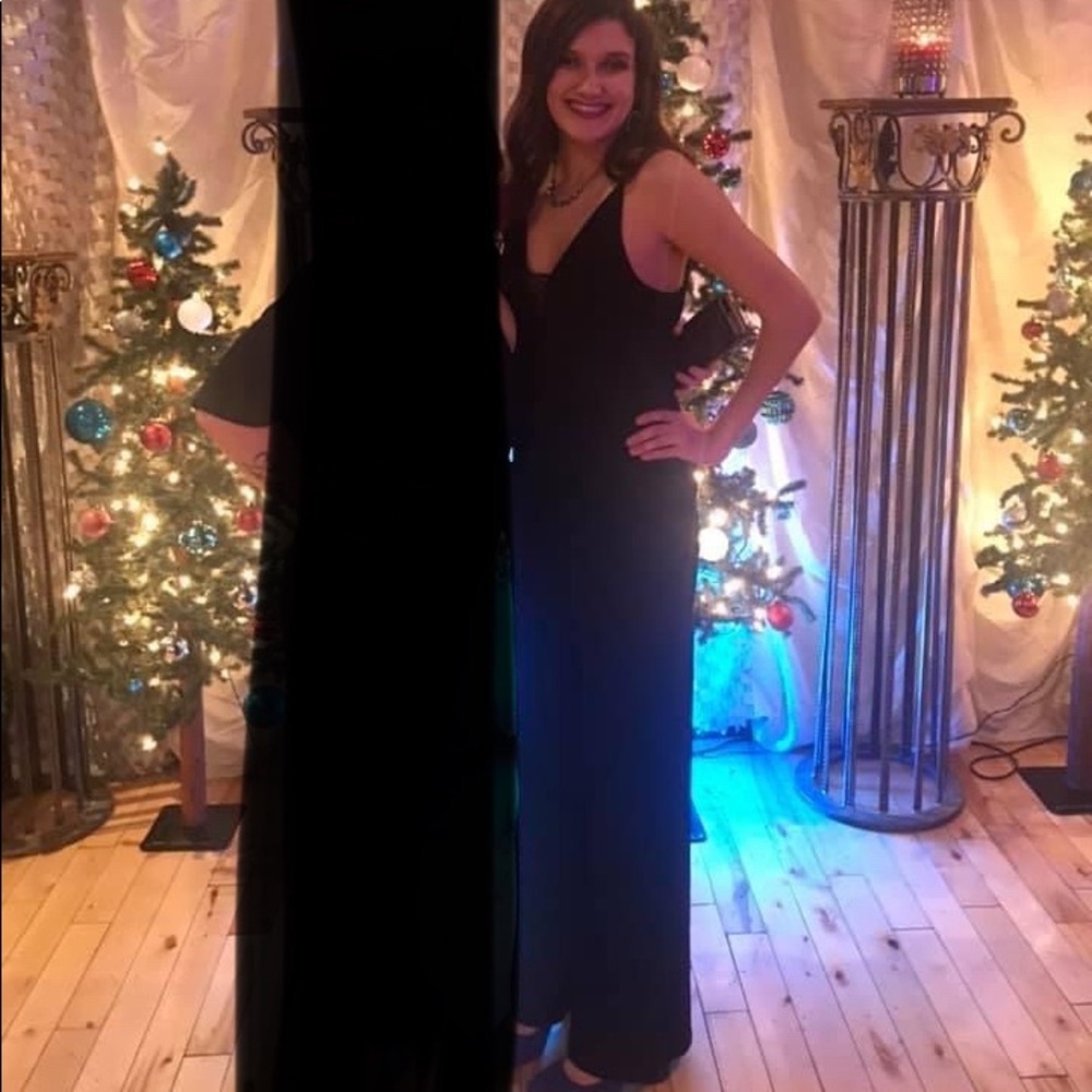 Black open back jumpsuit